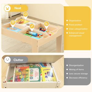 Sanat ve el sanatları ile 4 in 1 çocuk masa depolama yürümeye başlayan masa ve sandalye 2-5 yaş için 2 tersinir kara tahtaları ile - Product Image 3
