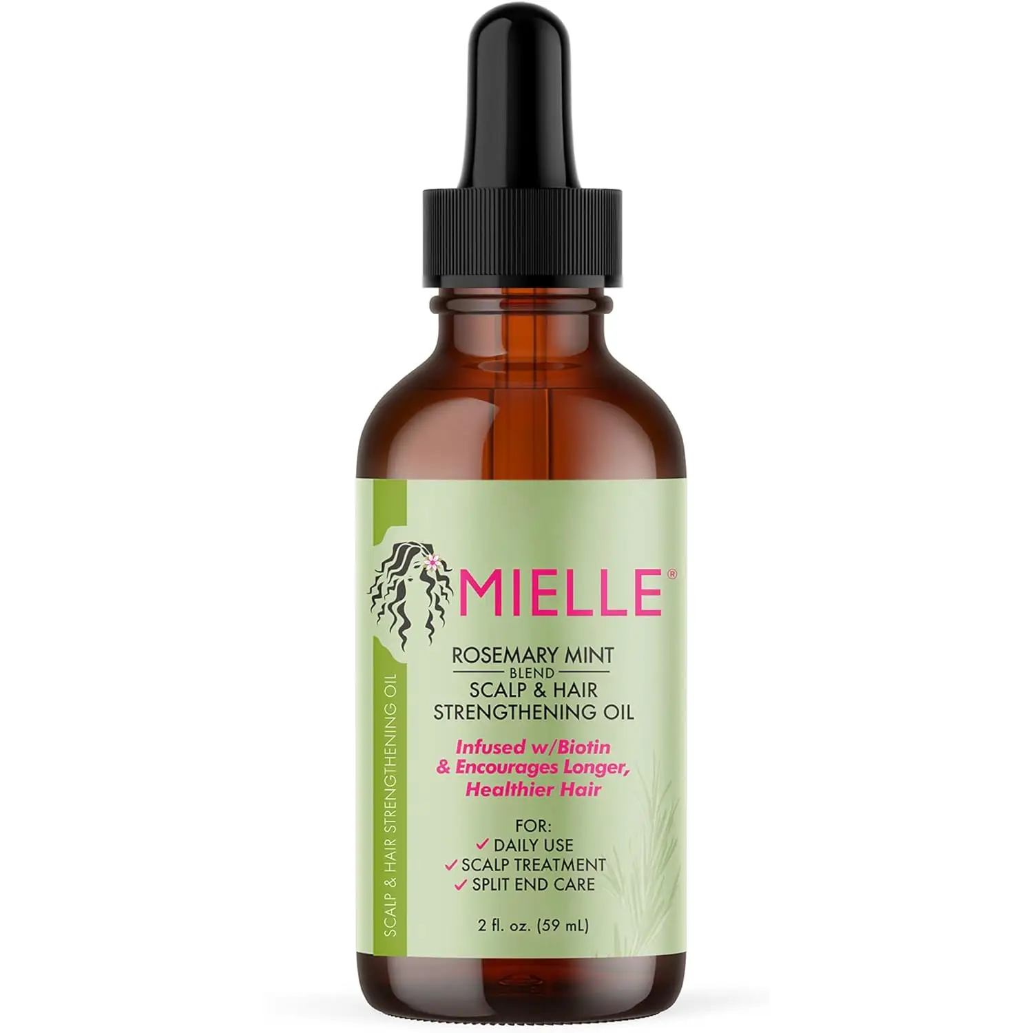 Mielles Organics, aceite fortalecedor de cuero cabelludo y cabello de menta de Romero original de alta calidad para todo tipo de cabello, 2 onzas líquidas