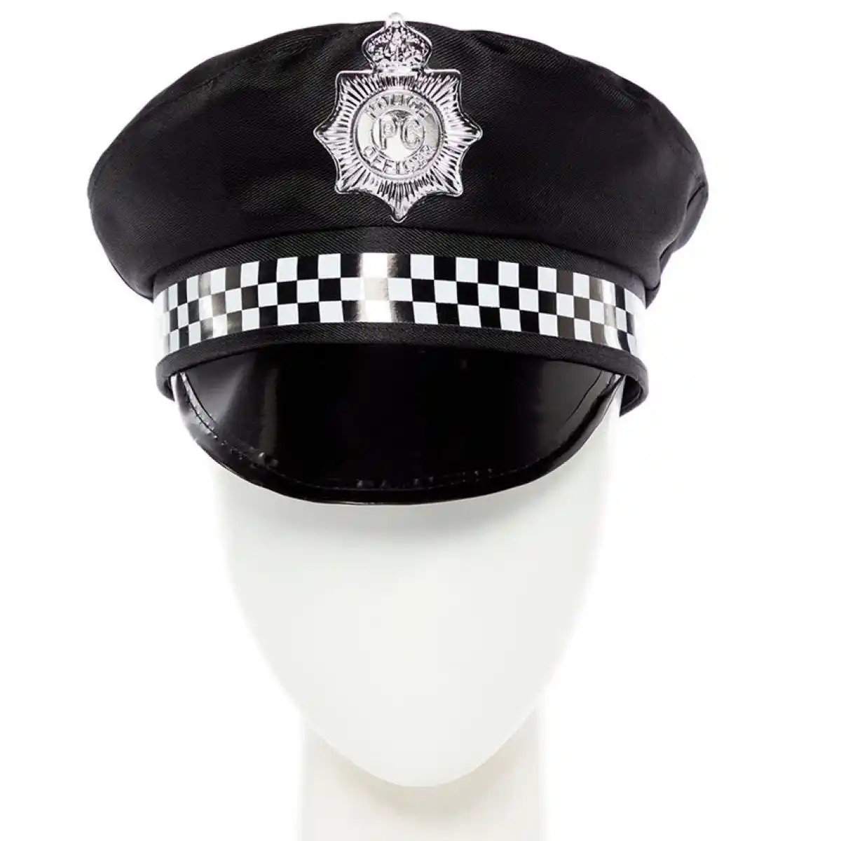 Halloween black and blue cosplay police flat top hat fancy dress funny party hat