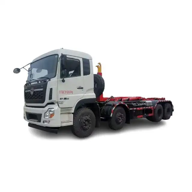 Dongfeng 롤 오프 후크 리프트 쓰레기 트럭 31Ton 후크 암 쓰레기 트럭