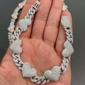 Özel yüksek kalite 10K beyaz altın küba zincir VS Lab yetiştirilen elmas rodyum kaplama güzel Link zinciri düğün için sarı altın hediye - Product Image 4