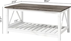 THCT-0031农家茶几和茶几设置在橡木灰色木制客厅家具，带板条底座 - Product Image 2