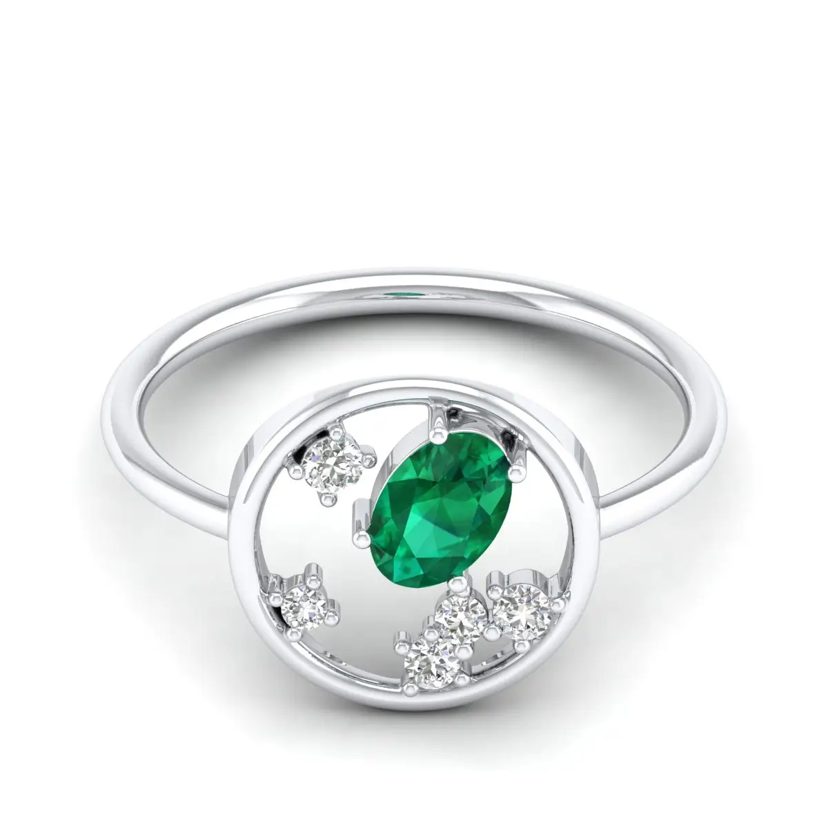 Exquisite Moissanite e Emerald Gemstone Anel em Prata 925 Cravejado 10K 14K 18K Anel de Ouro para Momentos Inesquecíveis