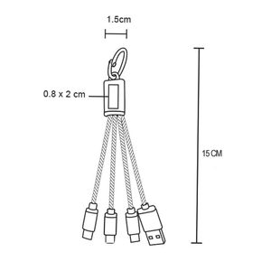 Wholesale Promotional Gift Key Ring 3-<strong>in</strong>-<strong>1</strong> Braided Charging Cable Keychain <strong>2</strong> <strong>in</strong> <strong>1</strong> Cable Type c Fast Charging Cord - Product Image 2