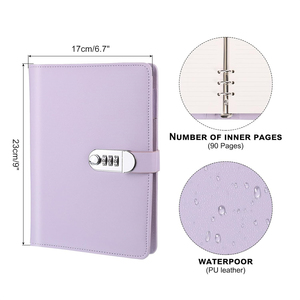 Diario forrado con cerradura combinación recargable A5 planificador Agenda Bloc de notas personal A6 contraseña diario secreto con cerradura para niñas - Product Image 3