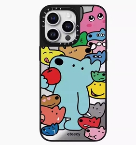 Apple 16 için CASETiF co-markalı ProMax sevimli köpek ve karikatür çift ayna sanatçı Niche 12 iPhone 15 için ProMax 13Pro cep telefonu Ca