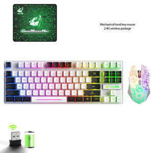 Juego de teclado y ratón inalámbricos T87 Teclado de sentido mecánico de 87 teclas Ratón de juego RGB Teclado multimedia recargable para ordenador PC