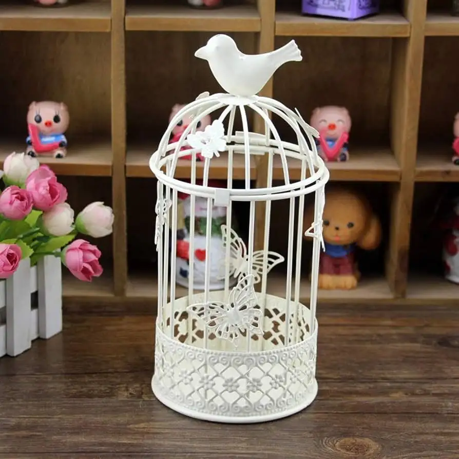Vintage Decorative Metal Bird Cage Iron Butterflies Candle Holder For Home Garden Decoration Indian Handmade Customize Whole
