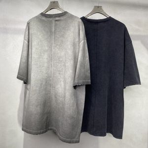 街装制造商定制印花上衣t恤酸洗复古太阳褪色短款宽松男士t恤重量级超大t恤