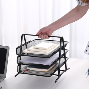 Three-layer <strong>File</strong> Tray Office Supplies Desktop A4 Metal Storage Management Rack Iron Mesh Multifunctional <strong>File</strong> Rack - Product Image 2