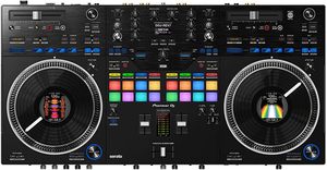 Controlador de DJ profesional de 2 canales, mezclador de consola de Audio estilo Scratch, paquete negro con soporte para ordenador portátil y auriculares, de color negro - Product Image 5