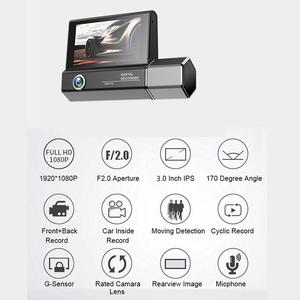 Melia 3 canales HD 1080p coche DVR con pantalla IPS 3 lentes vehículo Dash Cam doble lente Dashcam videocámara tres vías grabadora de vídeo - Product Image 5
