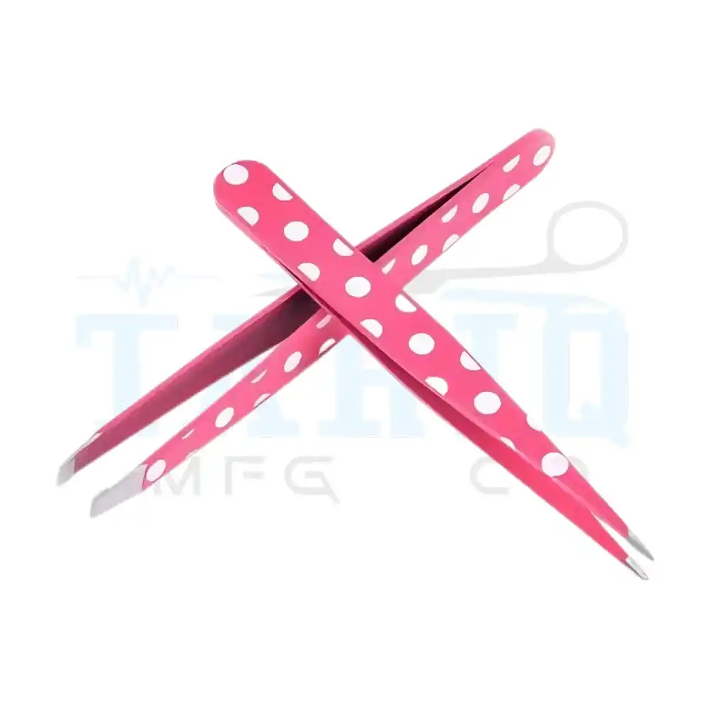 Novidade conjunto de pinças para sobrancelha com 2 peças pinças para sobrancelha revestidas de cor rosa Tariq MFG CO