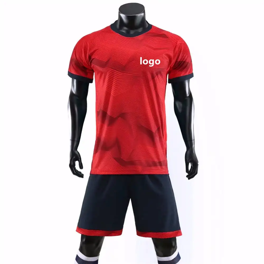 Camiseta de fútbol personalizada de calidad tailandesa al por mayor, camiseta de fútbol de secado rápido, conjunto de uniforme de fútbol para hombres/niños