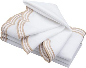 Altın Trim işlemeli harfler ve tarak kenar kumaş Placemat 100% ile kumaş peçete keten beyaz keten keten peçeteler - Product Image 3