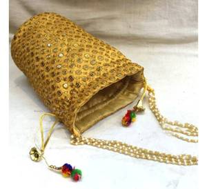 Embroidered With Pearl Potli Handle <strong>Bags</strong> Designer Resham Patti Work Embroidered Pattern Designs Party and Wedding Potli <strong>Bag</strong> - Product Image 1