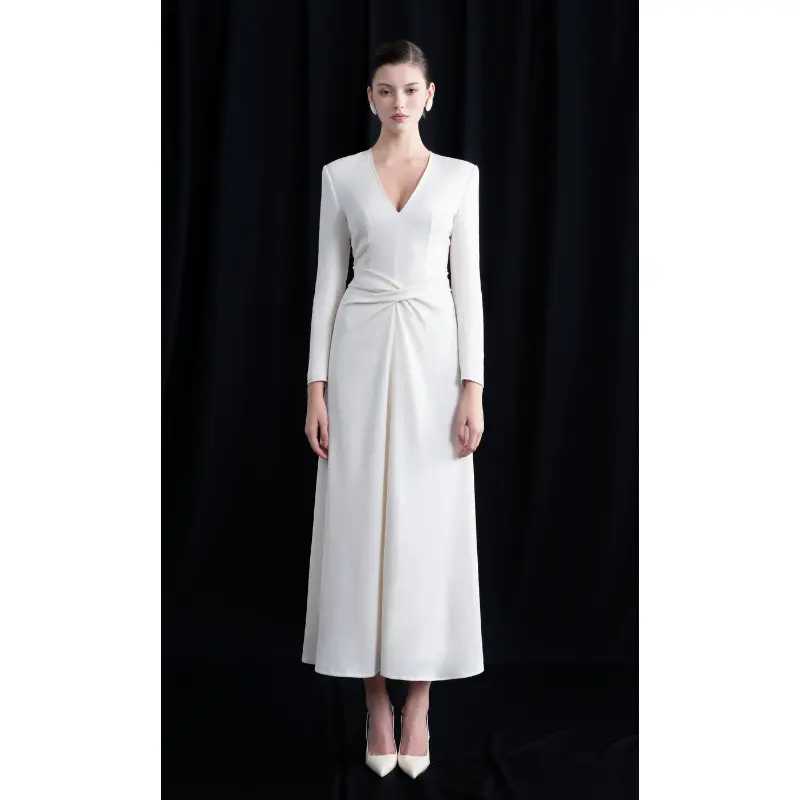 Women'S Clothing Dresses Factory Price Dia V-Neck Wrap Dress V-Neck 77% Acetate- 23%Polyester Custom Packaging Whiteant Exporter