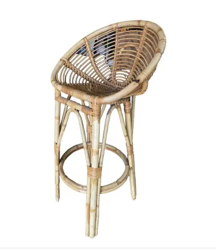 Natural Handmade Bamboo Patio Garden Outdoor And Indoor Bar Chair Outdoor Woven Rope Bar Stools