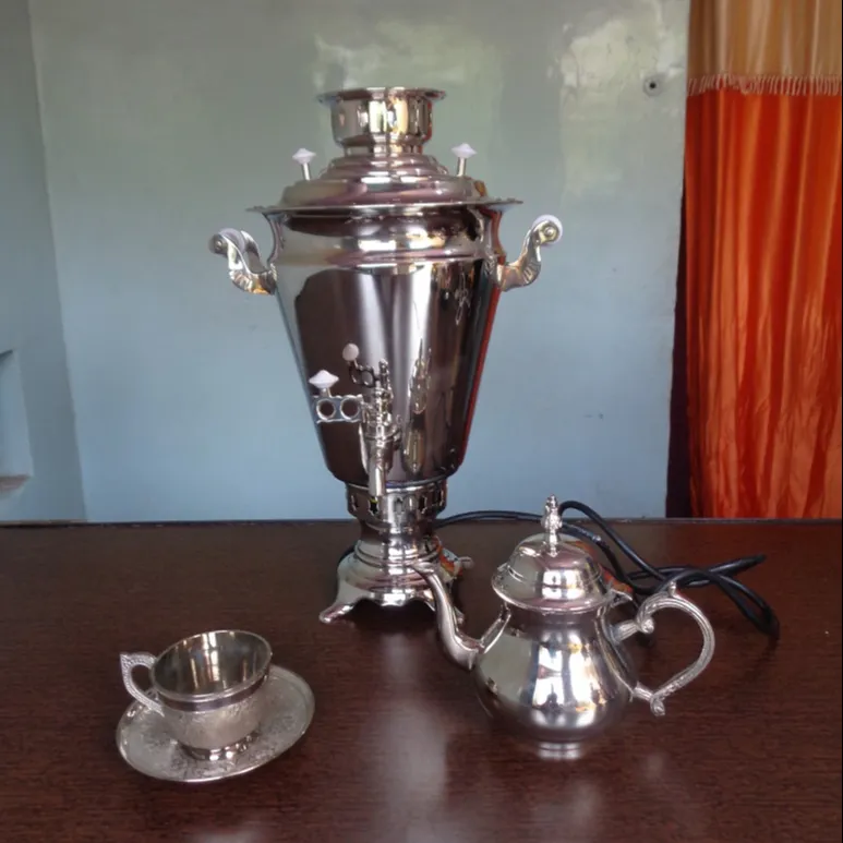 Turkish tea copper samovar 4 liter Stainless Chrome
