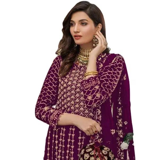 Top Branded Trendy Vintage Collection Dress collo lungo Salwar Kameez Cut Work velluto Hand Work Cut Kurti per abbigliamento donna