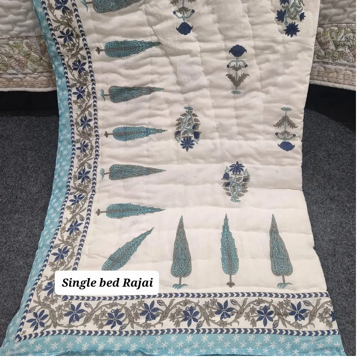 Colcha de cama individual hecha a medida, en varios diseños, diseño floral y en Mul, tamaño de 60x90 pulgadas, en tela de base blanca