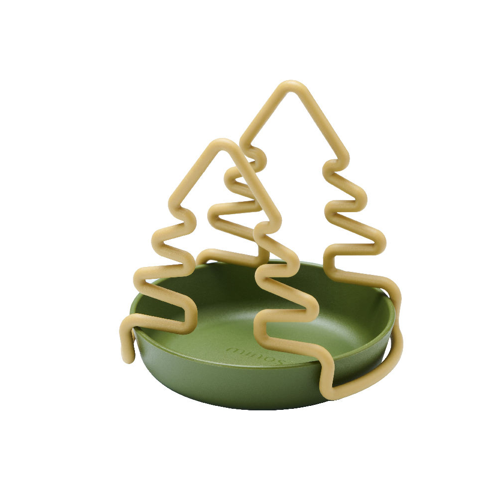 ชั้นวางสีกากี + ถาดสีเขียว