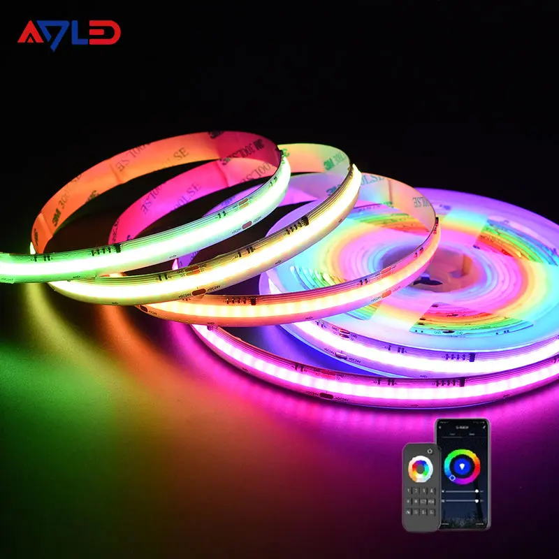 Bande lumineuse intelligente LED 12V 24V COB Pixel adressable numériquement RGB Dream Color COB LED