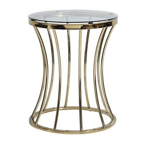 Mesa de centro sostenible de último estilo Mesa de centro de diseño multifuncional con tapa de vidrio redondeada - Product Image 4