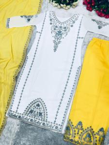 NEW DESIGNER HEAVY FAUX GEORGETTE PAKISTANIカラースーツセットフルヘビー刺繍コーディングシーケンスワークカジュアルウェアドレススーツ - Product Image 2