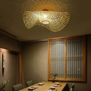 雕塑设计手工竹灯家居装饰地板酒店餐厅用品纯竹木地板挂灯