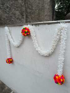 Toran valans yasemin Pom Pom bandbandarwal Pooja Mandir Holi noel kapı dekor kapı değerlik Toran Doo
