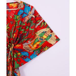 En çok satan hint pamuk Kaftan plaj Cover Up ücretsiz boyutu Kaftan uzun Kaftan elbise kadınlar Maxi elbise Farida Kahlo