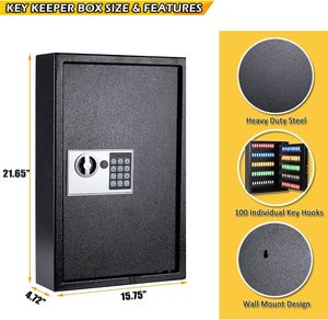 Anahtar kilit kutusu duvara montaj Metal dijital kilitleme anahtar kabini organizatör elektronik anahtar güvenli saklama kilit kutusu - Product Image 3