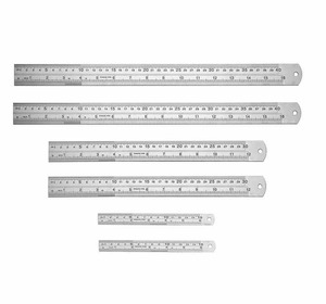 Thước thép làm bằng thép có tỷ lệ gấp đôi với một cạnh được chia theo inch và phần mười và cạnh Kia tính bằng cm và mm - Product Image 1