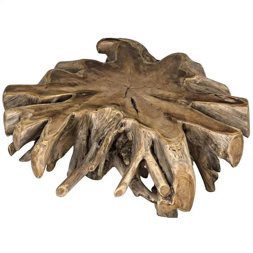 muxcy solid teak root coffee table for indoor and outdoor