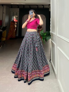 <strong>New</strong> Launching Rayon Cotton with Plato With Foil Print and Mirror With Handwork Co-ord Set <strong>Lehenga</strong> Collection