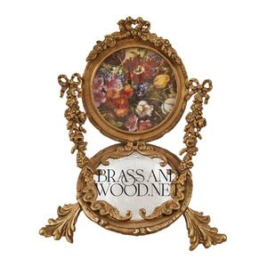 Antique Brass Vòng hoa chân dung khung với trang trí công phu đứng cổ điển handmade sưu tập nghệ thuật trang trí hiển thị - Product Image 2