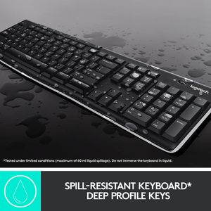 罗技MK270黑色无线键盘鼠标组合，适用于Windows 2.4 GHz紧凑型鼠标，带8个多媒体快捷键电脑笔记本电脑 - Product Image 4