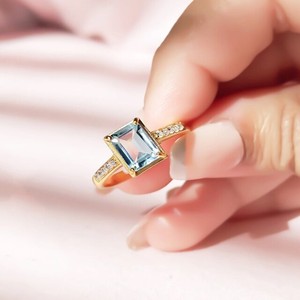 Klasik prenses kesim <span class=keywords><strong>sky</strong></span> blue topaz <span class=keywords><strong>cz</strong></span> kuvars yüzük 925 ayar gümüş eternity vermeil altın kaplama nişan düğün band yüzük
