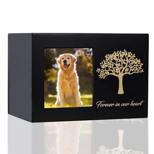 Cổ điển màu đen khung ảnh gỗ vật nuôi urn chôn cất Cung cấp thủ công đám tang động vật tro urns - Product Image 5