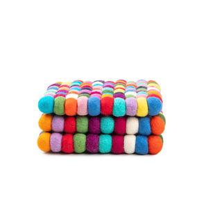 Set of 4 Rainbow <strong>Felt</strong> Ball <strong>Coasters</strong> Handcrafted 10 cm Drink <strong>Coasters</strong> Colorful Felted Tea <strong>Coasters</strong> for Home Decor and Table Decor - Product Image 2