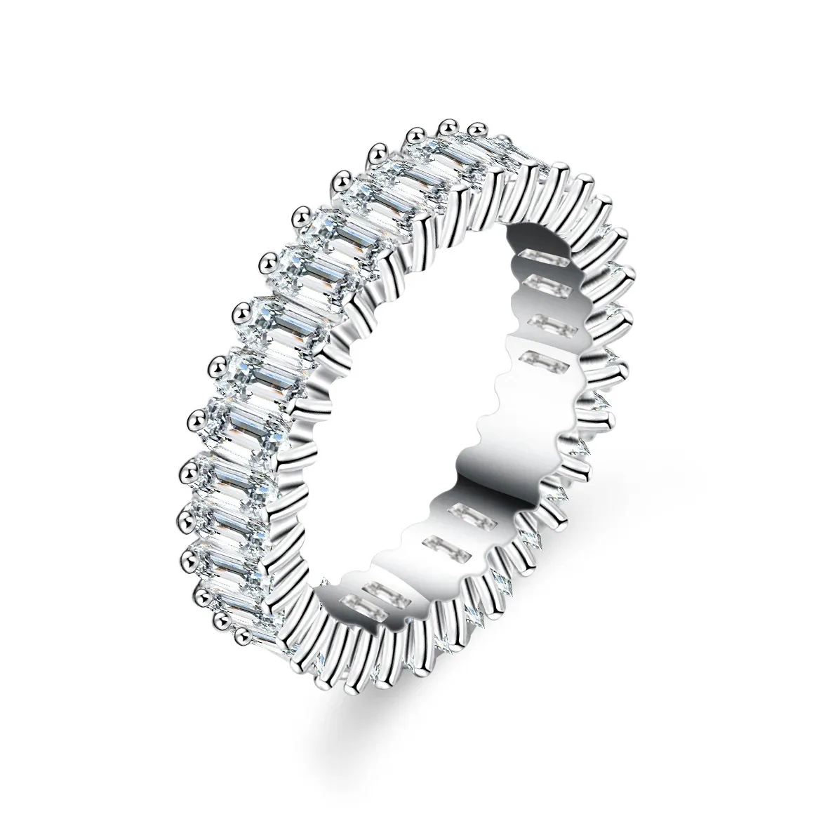 VVS Moissanite Diamond Halo Ring 925 Jóias De Prata Anéis De Casamento Casal SetJewelry Placa De Ródio Anel Das Mulheres