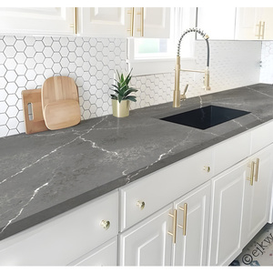 Nhà máy trực tiếp bền Scratch Resistant calacatta <span class=keywords><strong>grey</strong></span> đánh bóng <span class=keywords><strong>Quartz</strong></span> slab cho phòng tắm Vanity Countertop & nhà bếp đảo - Product Image 3
