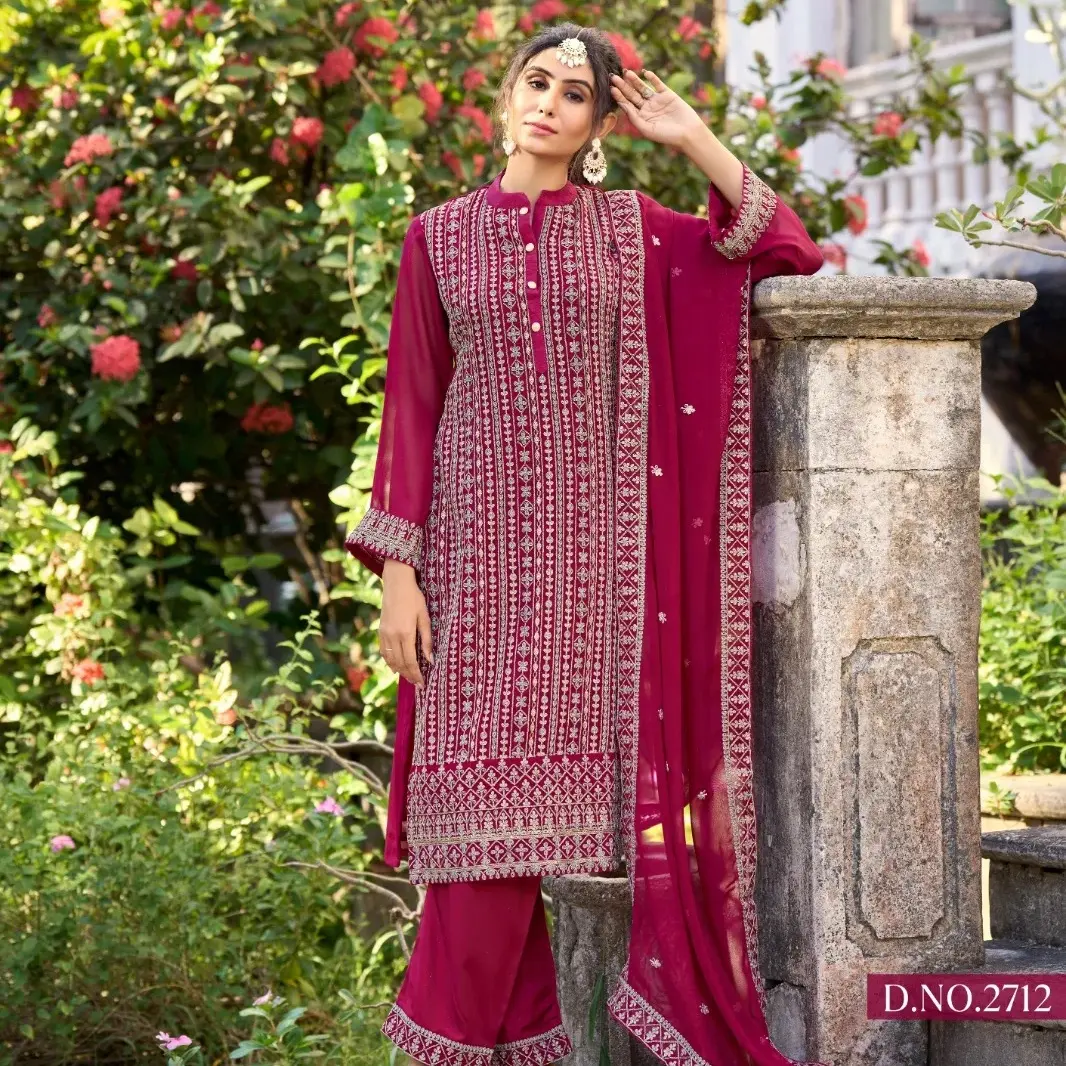 Couleur rose beau concepteur Shalwar Kameez Dupatta robes lourde broderie à la main travaillé pakistanais indien fête porter