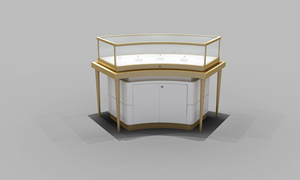 Bespoke Vòng Kính trang sức hiển thị phụ kiện khung vàng với LED ánh sáng có thể khóa đảo đồ đạc cho các cửa hàng bán lẻ và trung tâm mua sắm - Product Image 4