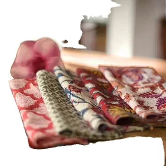 नैपकिन सेट, घर, रसोई, डाइनिंग रूम, हॉलिडे टेबल क्लॉथ नैपकिन फेस कवर के लिए हाथ से मुद्रित नैपकिन