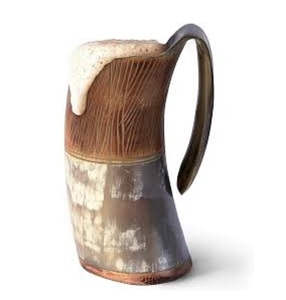 ビールミードとエールを飲むための最高の手作り天然ホーンマグユニークな素朴なデザインとギフト用の洗練された仕上げ