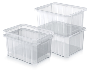 Recipientes de almacenamiento de plástico transparente apilables con tapas-Contenedores versátiles y duraderos para organización y almacenamiento multiusos
