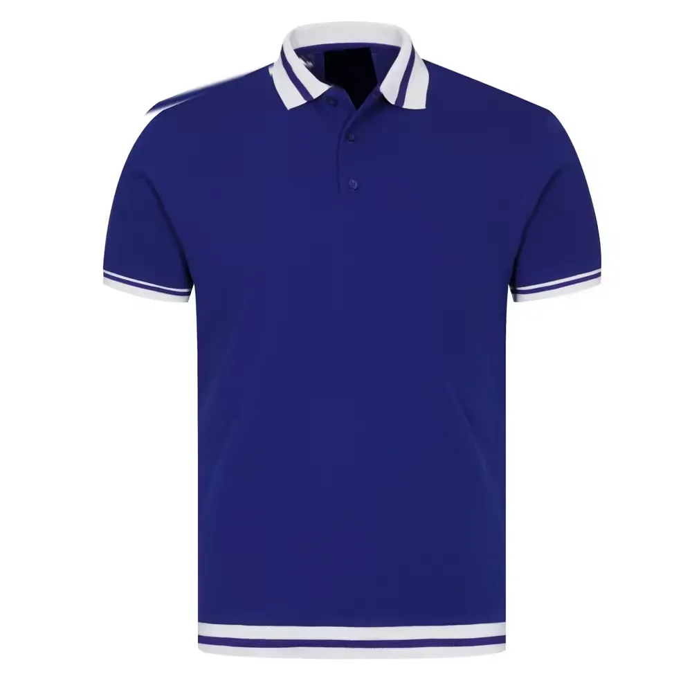 قميص بولو عالي الجودة سادة وبشعار مخصص بالقطن الأزرق للبيع بالجملة قمصان بولو رجالية حديثة الوصول مرتفعة الطلب