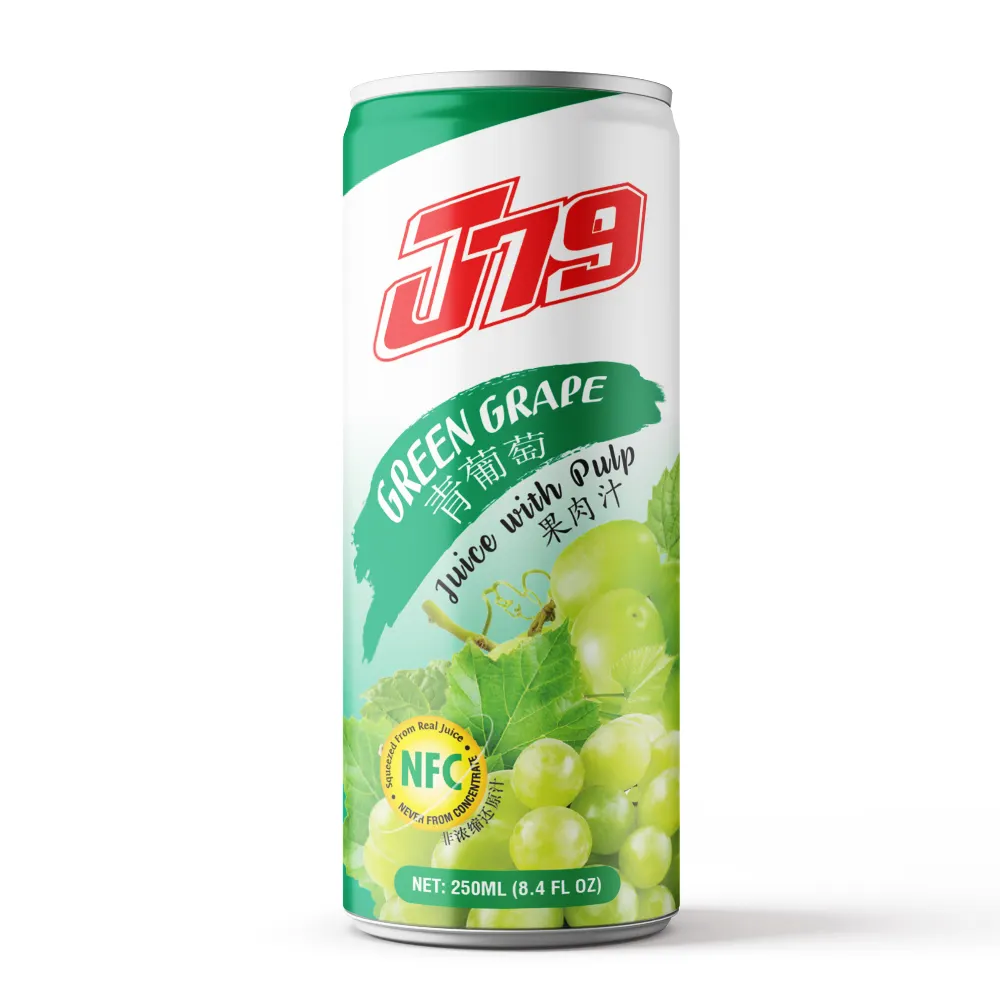 250mlJ79パルプ入りグリーングレープジュース飲料濃縮物からではない天然ジュースのみベトナムサプライヤーメーカー